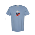 Cross & Country Wordmark Tee in Gray - front and back